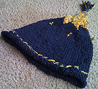 black with yellow knitted hat